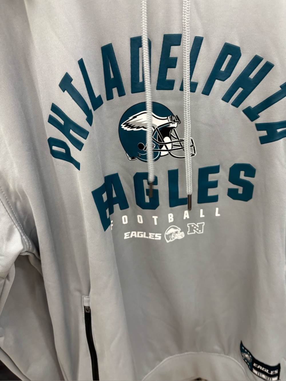 NFL Philadelphia Eagles Gray with Green Hoodie- Size L, XL, 2XL